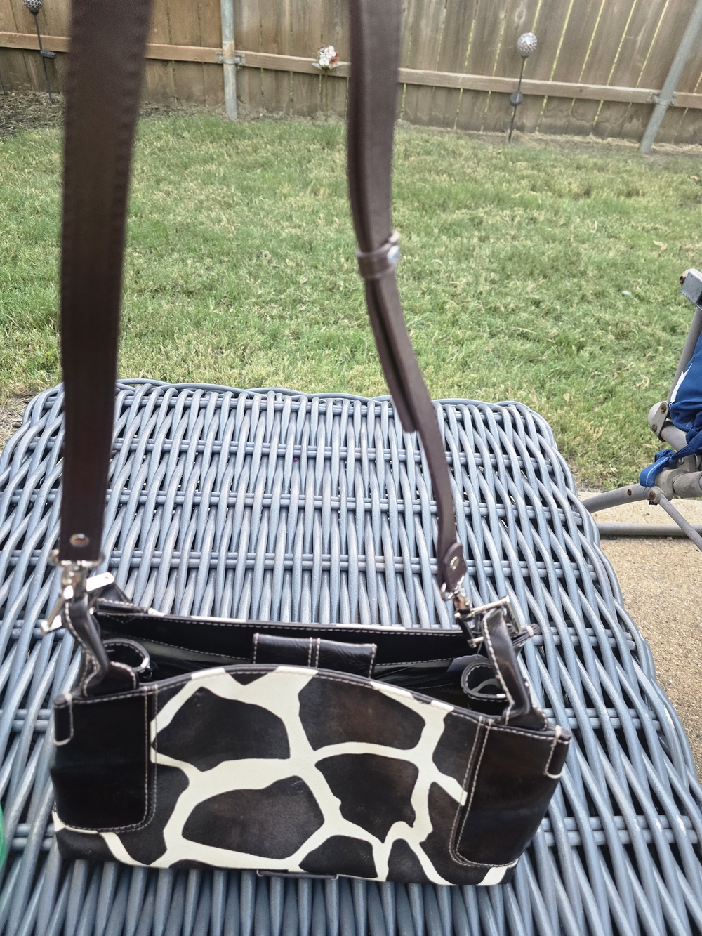 Nine & Co. PVC Women Brown Cream Animal Print Faux Leather Handbag Purse